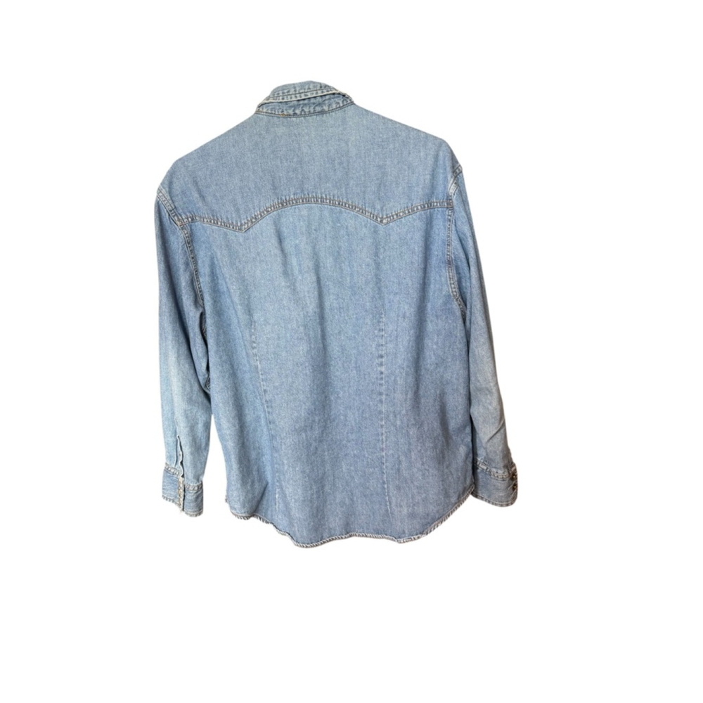 Western CLASSQUES SPORT Denim Shirt Medium Wash Blue Snaps MP - Picture 8 of 8